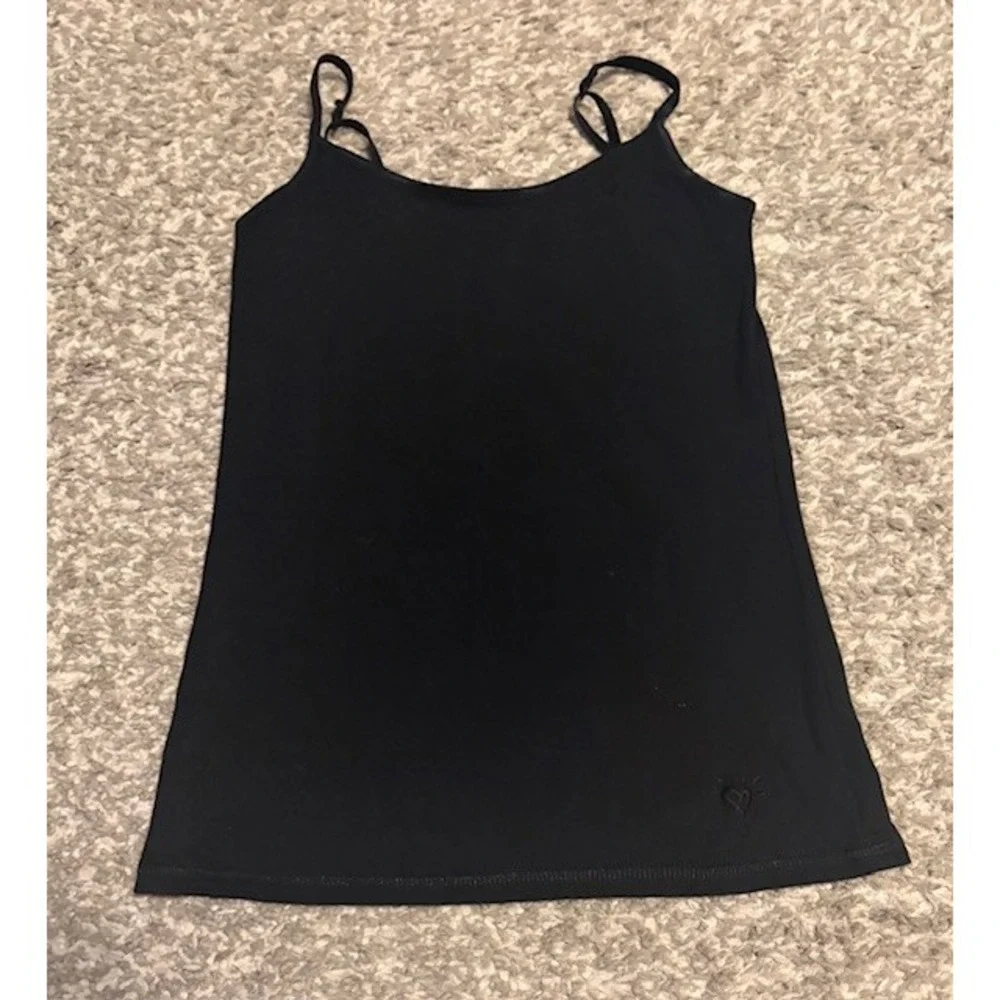 Justice girls black tank size 7, adjustable spaghetti straps